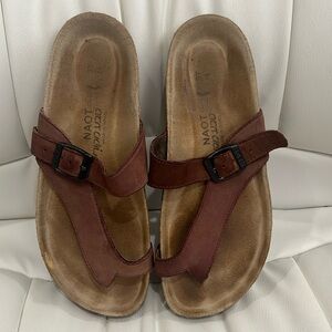 Preowned Naot Tahoe, Leather Strap Sandals, Size 37.